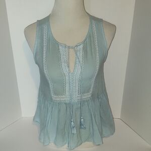 Lucky Brand Size Small  Light Blue Sleeveless Women's Peasants Top